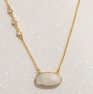 Rainbow white moonstone gold plated necklace
